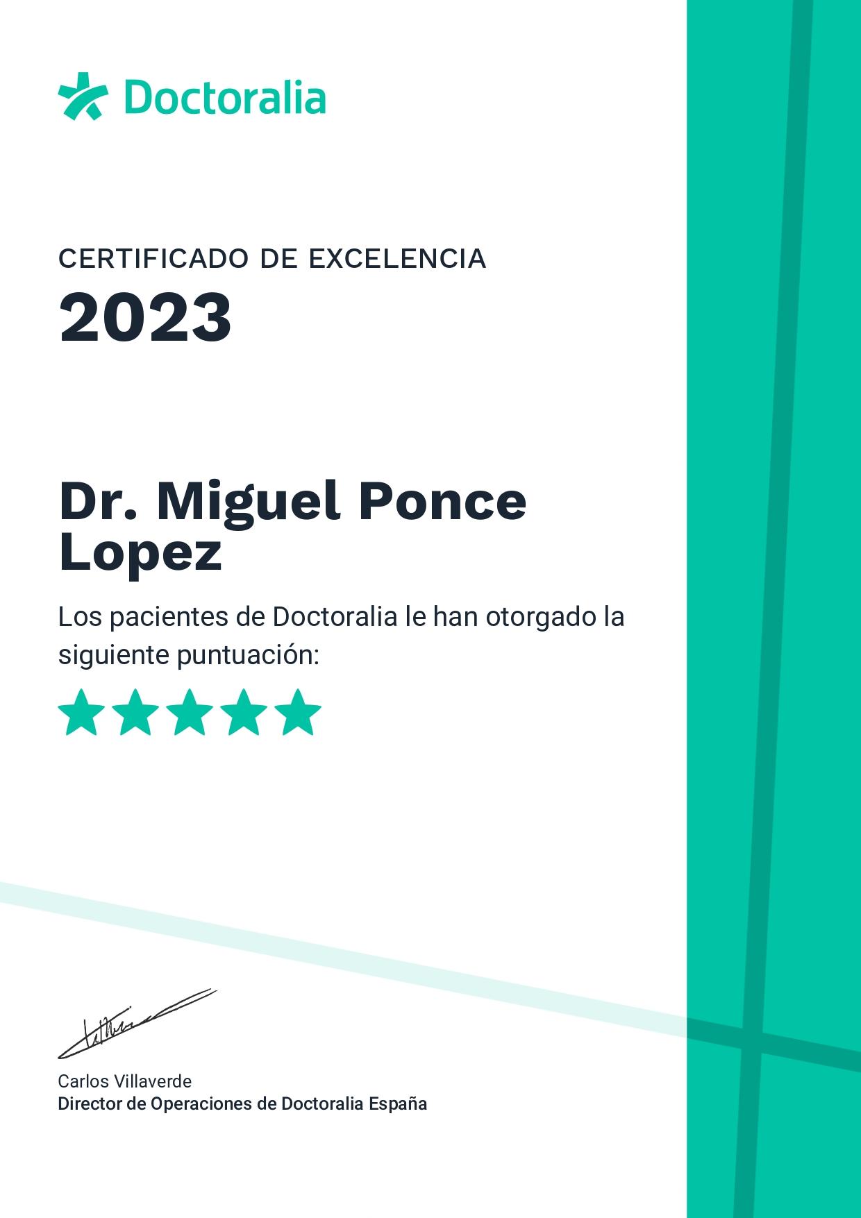 CERTIFICADO DE EXCELENCIA DE DOCTORALIA EN EL 2023