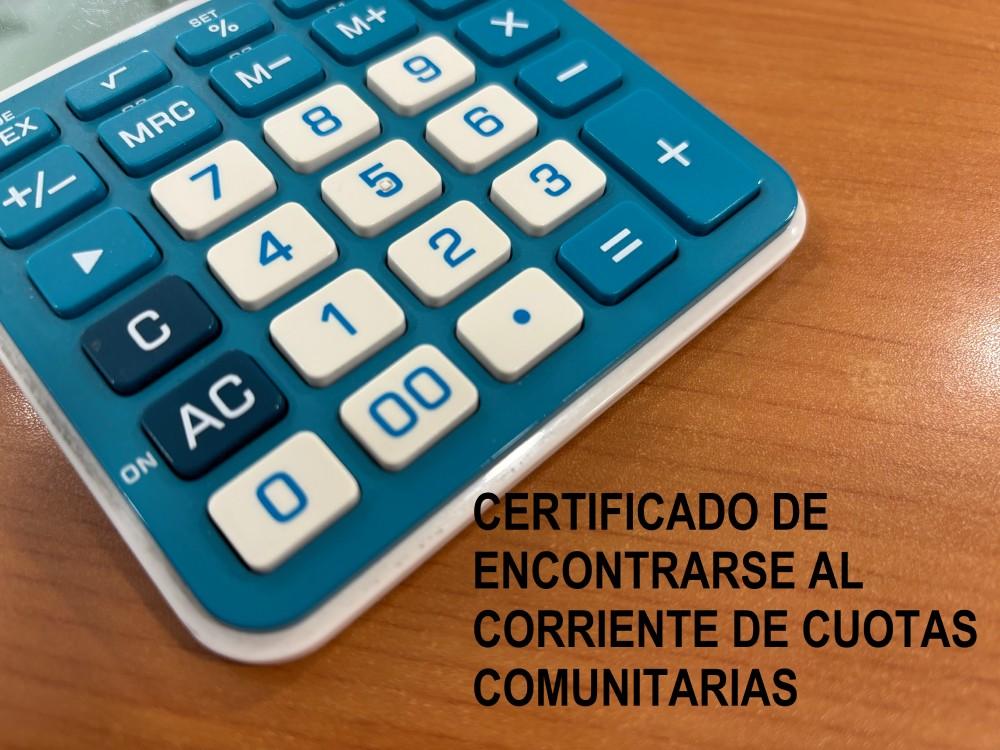 Certificado de estar al corriente de las cuotas de comunidad