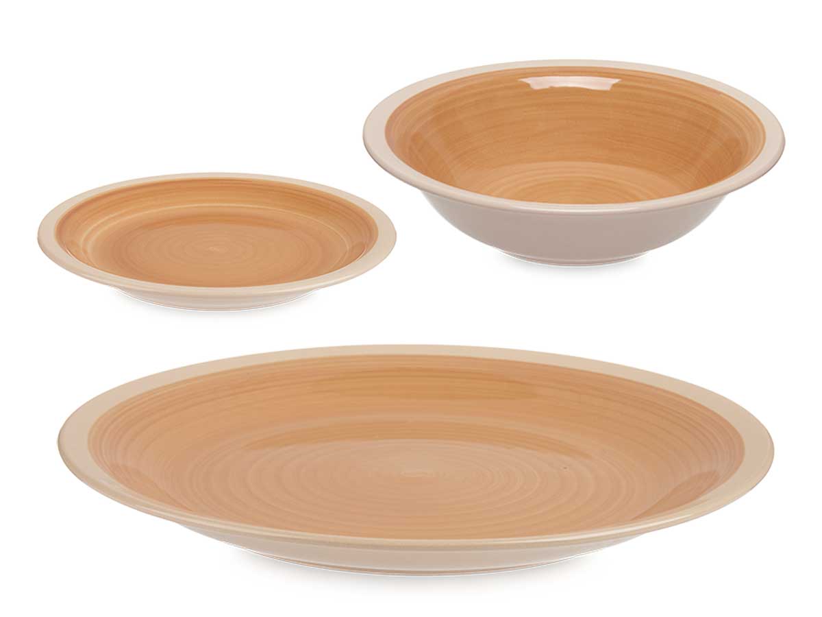 SET 18 PZS VAJILLA GRES BEIGE BORDE - 90335