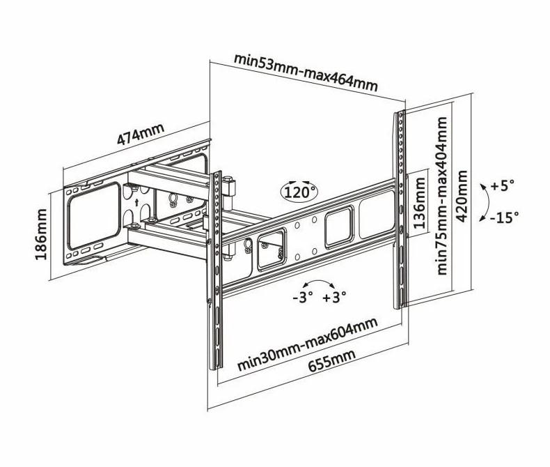 Soporte Pared Giratorio/ Inclinable/ Nivelable Aisens WT70TSLE-023 para TV de 37-70"