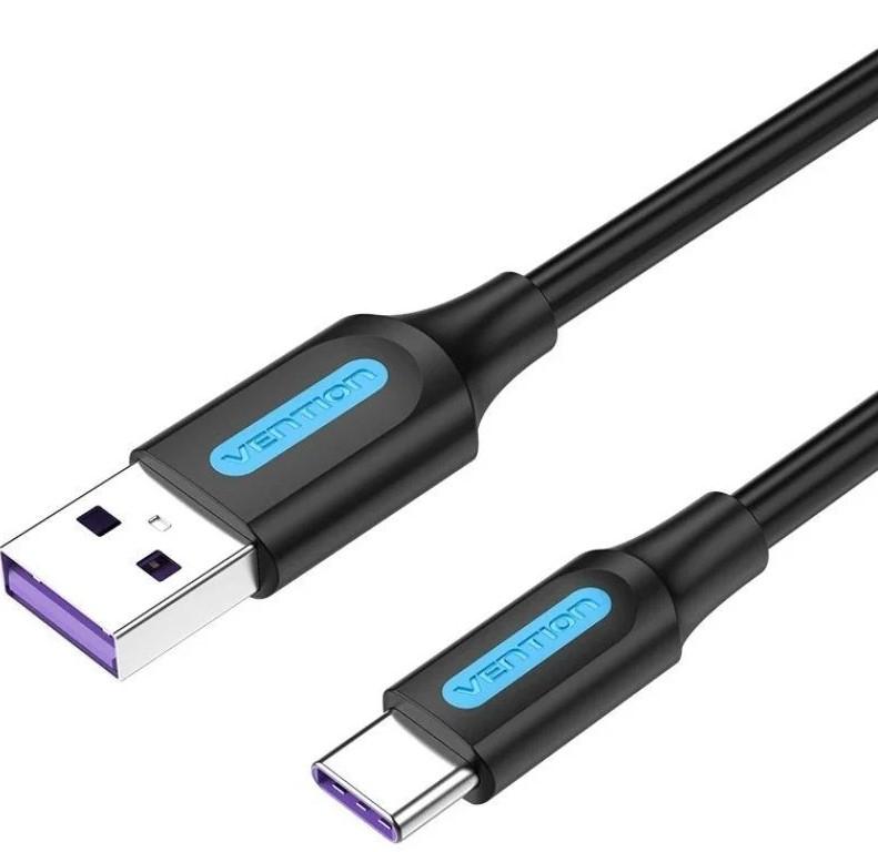 Cable USB 2.0 Tipo-C Vention CORBG/ USB Macho - USB Tipo-C Macho/ Hasta 100W/ 480Mbps/ 1.5m/ Negro