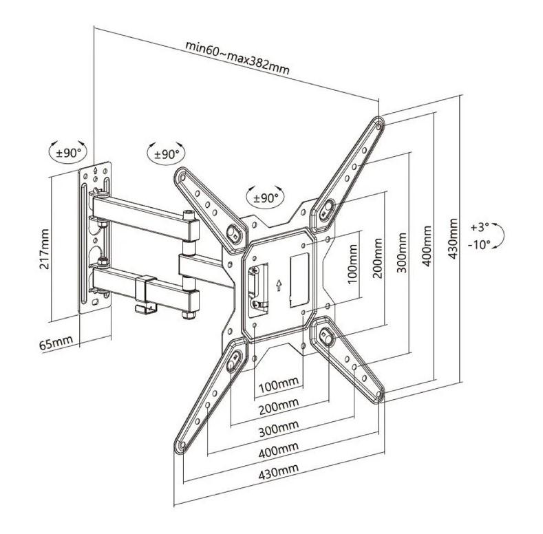 Soporte de Pared Giratorio/ Inclinable/ Aisens WT55TSE-153 para TV de 23-55"