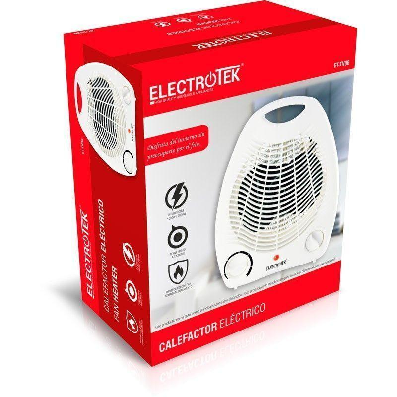 Calefactor eléctrico 2 ajustes de temperatura 1000/2000W. ELECTROTEK ET-TV06