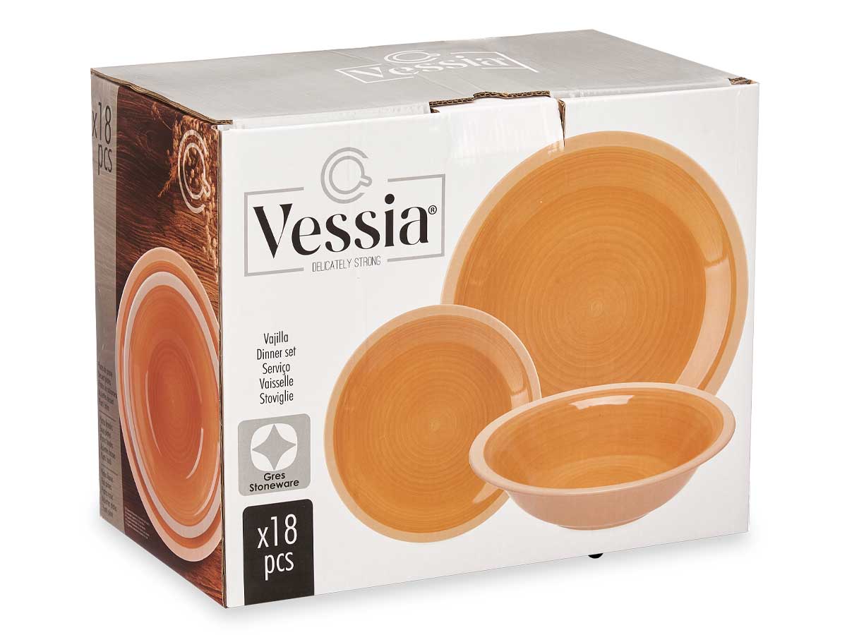 SET 18 PZS VAJILLA GRES BEIGE BORDE - 90335