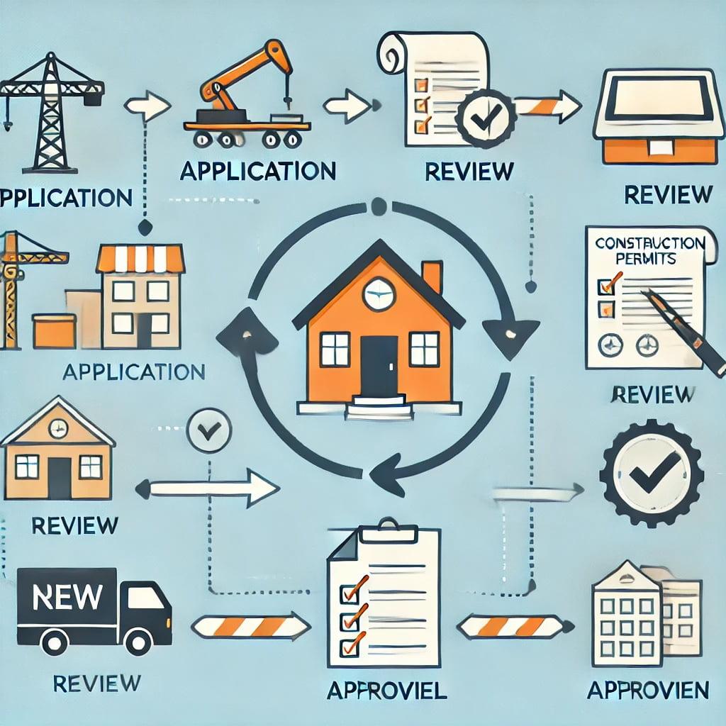 DALLE 2024-06-19 125312 - A flowchart diagram illustrating the steps to obtain construction permits for a home renovation project The diagram should include steps like applicajpg